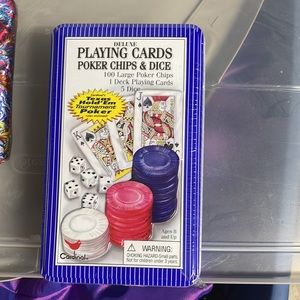 Poker chips and playing cards